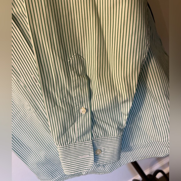 Lacoste pin stripe men’s button down shirt. Green and white size 40 / large med - Picture 3 of 8
